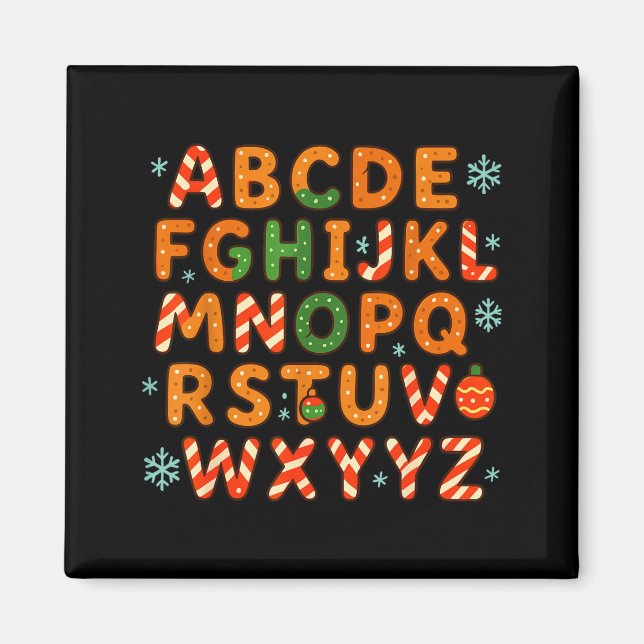 Aimant Gingerbread Candy Cane Alphabet Christmas Letters  (Devant)