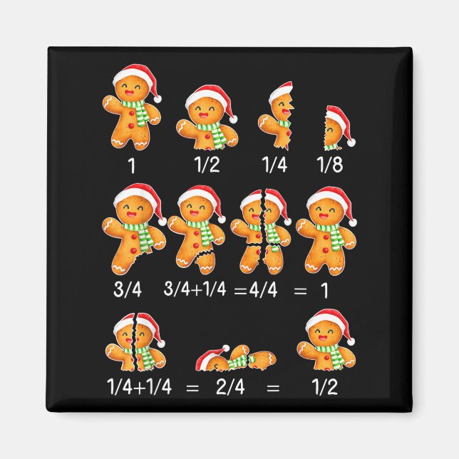 Aimant Gingerbread Cookie Santa Hat Fraction Math Teacher (Devant)