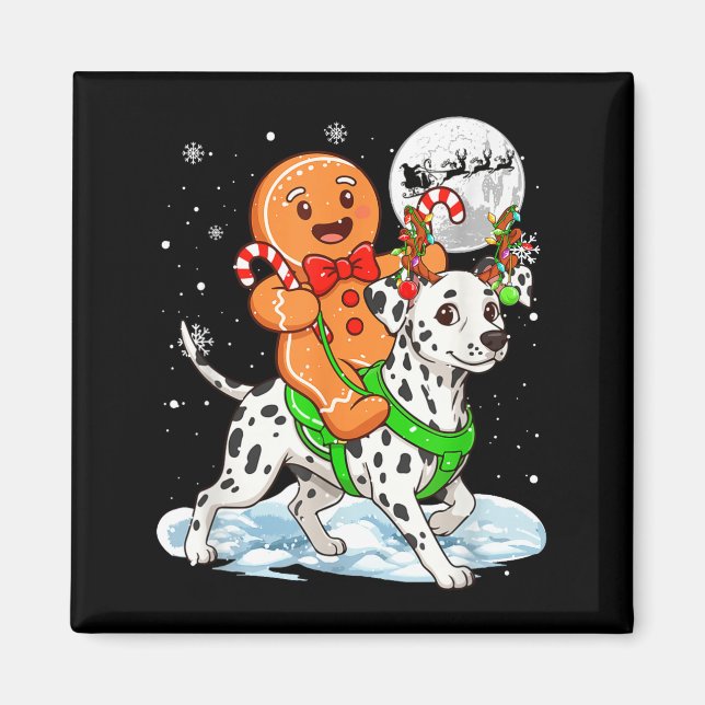 Aimant Gingerbread Ridding Dalmatian Reindeer Christmas B (Devant)