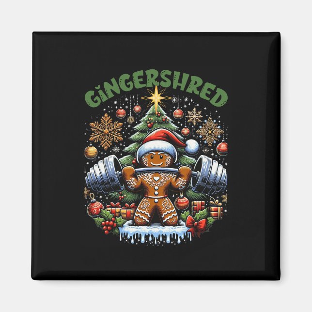 Aimant Gingersher Funny Gingerbread Homme Gym Bodybuildin (Devant)