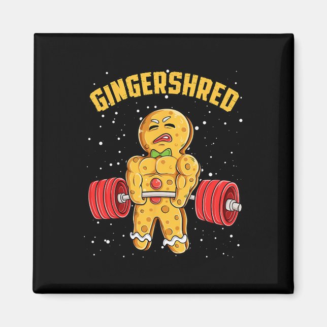 Aimant Gingersher Funny Gingerbread Homme Gym Bodybuildin (Devant)