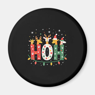 Aimant Girafe animé Noël chapeau de Père Noël Ho Ho Ho as