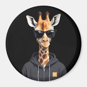 Aimant Girafe Portant un Sweat - shirt à capuche drôle Co
