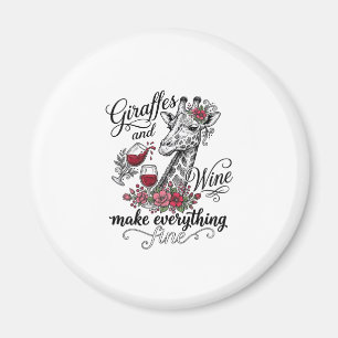 Aimant Girafes Et Vin Gravure Vintage Design De T-Shirt_1