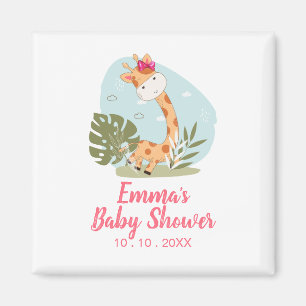 Aimant Giraffe Baby shower Napkin (Girl Safari Animal)