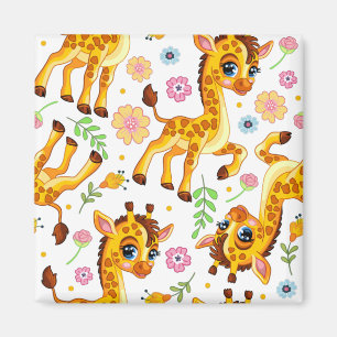 Aimant GIraffe de caricature mignonne