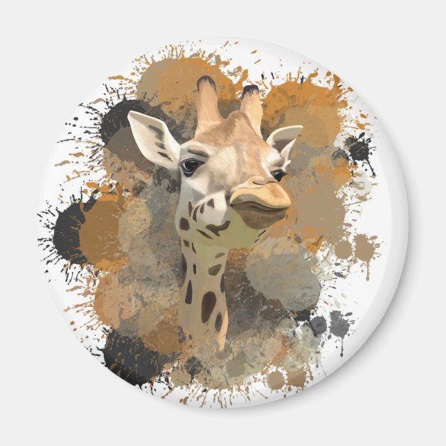 Aimant Giraffe de la faune africaine Abstraite peinture (Devant)