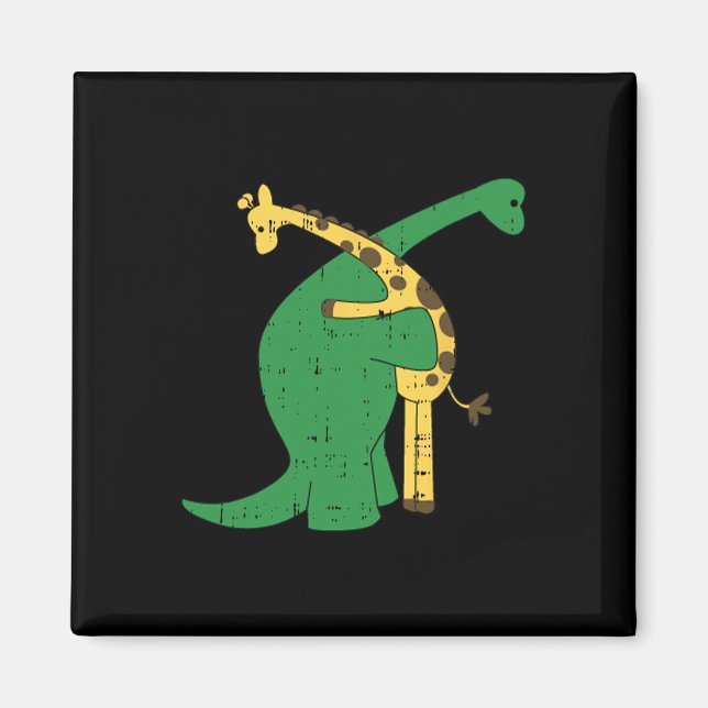 Aimant Giraffe Dinosaur Hug Love Dino Animaux Safari Hall (Devant)