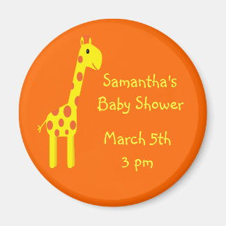 Aimant Giraffe Enregistrer La Date Baby shower Orange & J