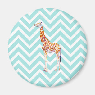 Aimant Giraffe on zigzzag chevron.