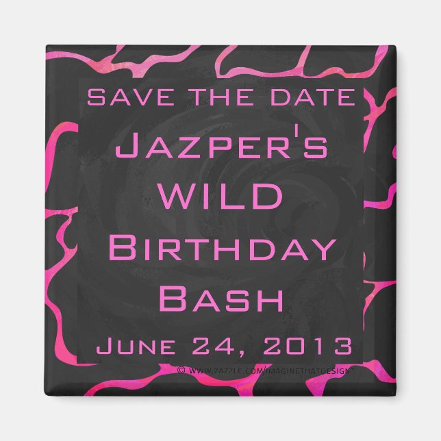 Aimant Giraffe rose chaude et noire (Devant)