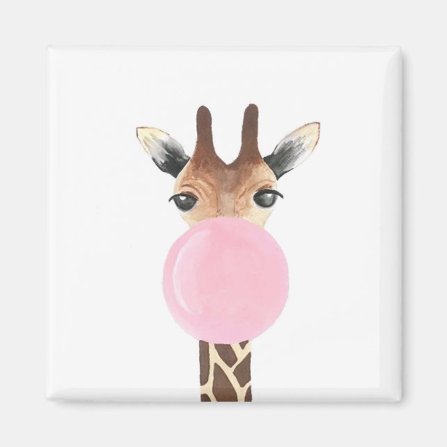 Aimant Giraffe soufflant bubblegum (Devant)