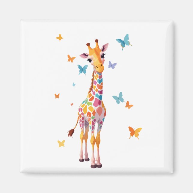 Aimant Giraffe Vector Peinture adorable Animaux amusants  (Devant)