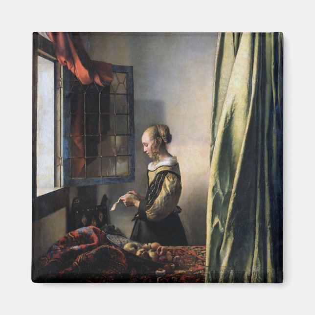 Aimant Girl Reading a Letter à Open Window, Vermeer (Devant)
