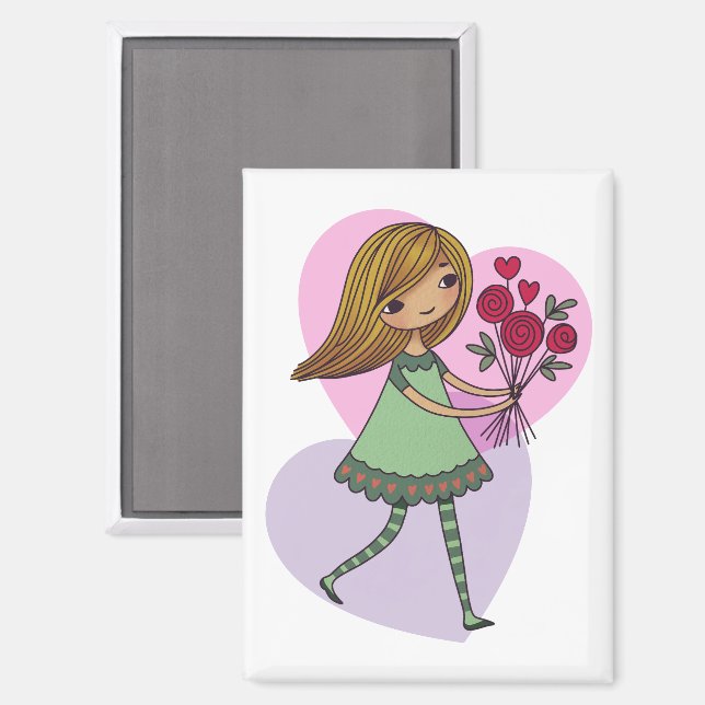 Aimant Girl With Flowers (Recto/Verso)