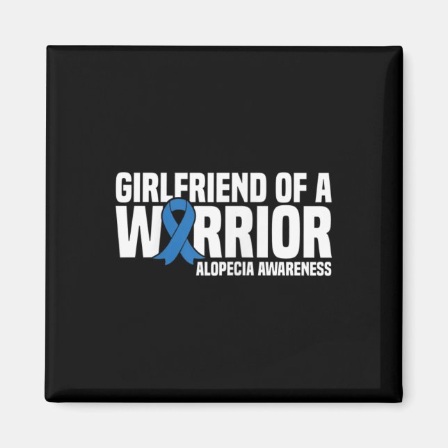 Aimant Girlfriend d'un guerrier Bleu Ruban Alopecia Aware (Devant)