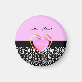 Aimant Girls Rose Black Princess Giraffe Imprimer et nom