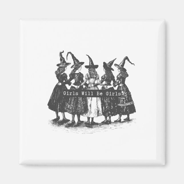 Aimant Girls Sera Filles Sorcière Witchy Saison Éffrayant (Devant)