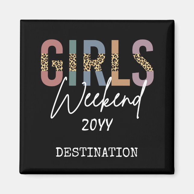 Aimant Girls Weekend Cheetah Print Girls trip getaway (Devant)