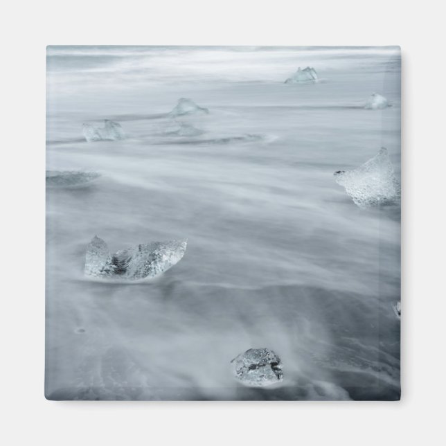 Aimant Glace et eau sur une plage, Islande (Devant)