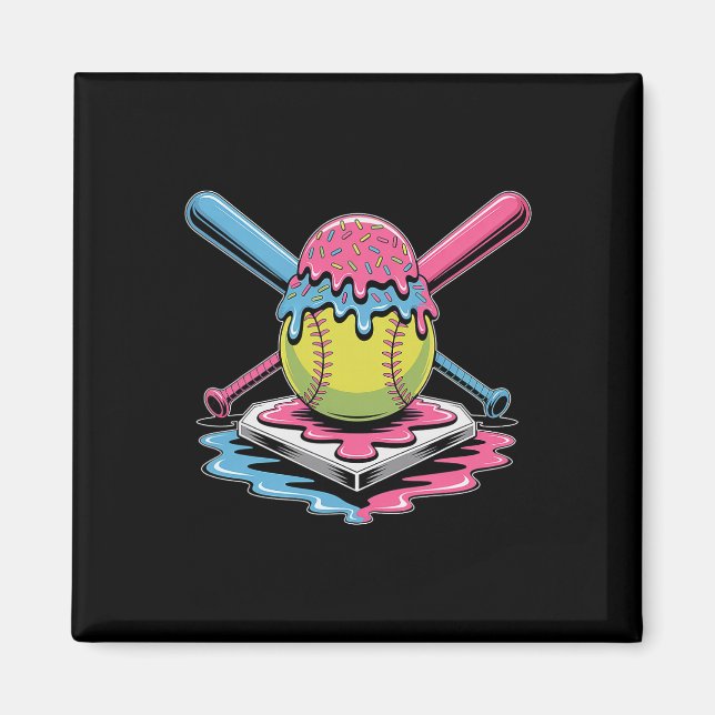 Aimant Glace qui goutte Softball - Joueuse de softball mi (Devant)