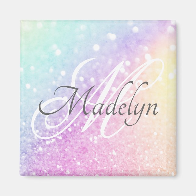 Aimant Glam Iridescent Paillettes Personnalisé Coloré (Devant)