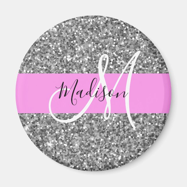 Aimant Glam Pink & Silver Parties scintillant étincelles  (Devant)