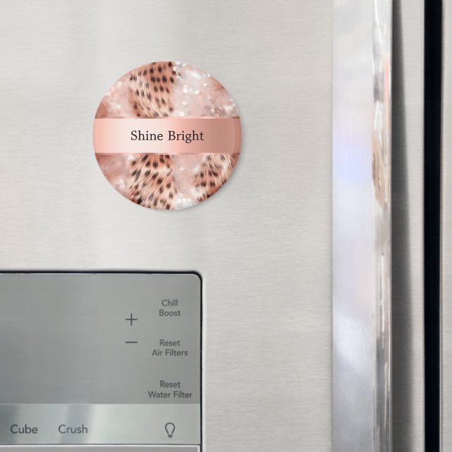 Aimant Glam Rose Gold Léopard Noël (In situ (réfrigérateur))