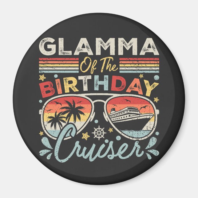 Aimant Glamme du Cercle de Vacances de croisière d'annive (Devant)