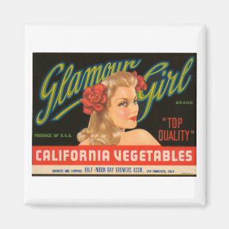 Aimant Glamor Girl Californie Légumes Vintage Crate L
