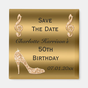 Aimant Glamour 50e Save The Date Gold Stiletto