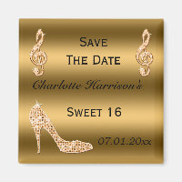 Glamour Sweet 16 Enregistrer La Date Gold Stiletto
