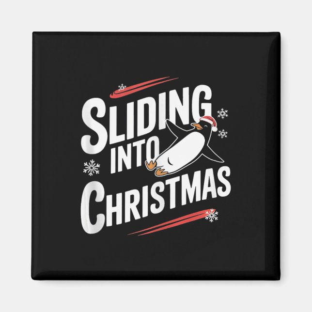 Aimant Glisser dans Noël - Drôle Pingouin Noël (Devant)