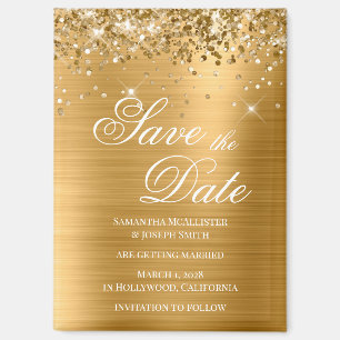 Aimant Glittery Gold Foil Enregistrer la date