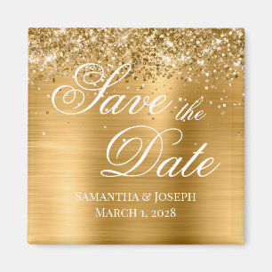 Aimant Glittery Gold Foil Enregistrer la date