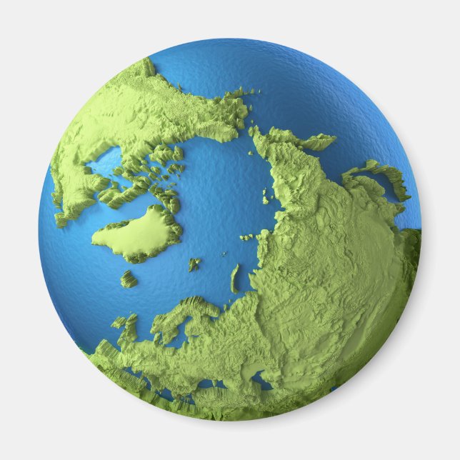 Aimant Globe 3d isolé sur arrière - plan blanc. Pôle Nord (Devant)