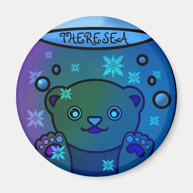 Aimant Globe de neige adorable à l'ours polaire (Devant)