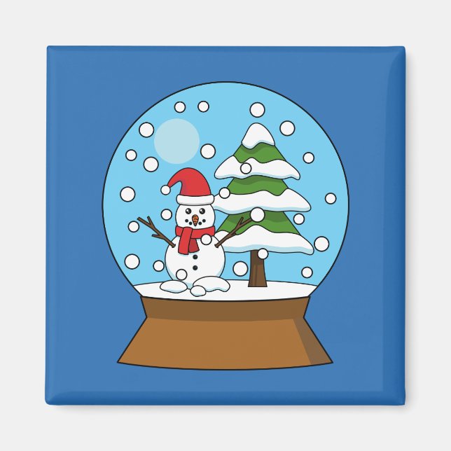 Aimant Globe de neige avec Snowman et Pine Tree (Devant)
