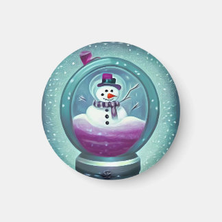 Aimant Globe De Neige Peint Turquoise Violet