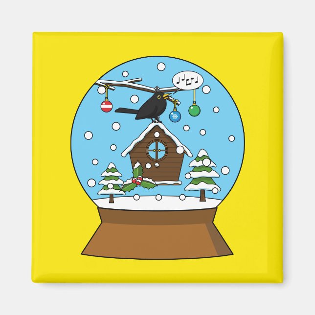Aimant Globe des neiges avec chant Blackbird (Devant)