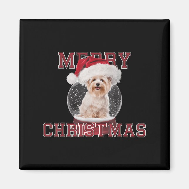 Aimant Globe des neiges Noël du chien maltais Noël du chi (Devant)