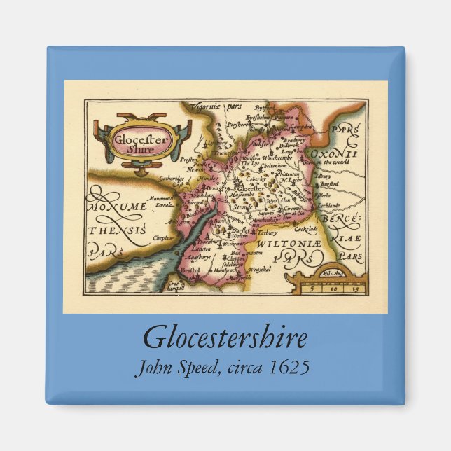 Aimant Gloucestershire Comté Angleterre Ancienne carte An (Devant)