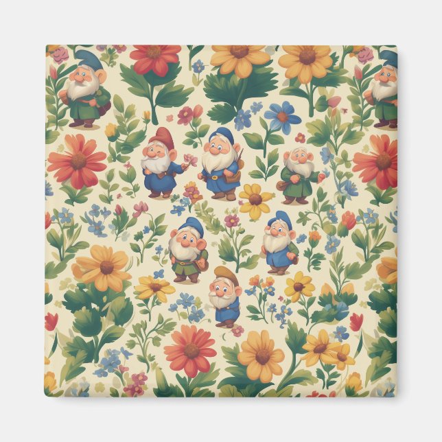 Aimant Gnome a flower motif design (Devant)