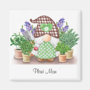 Aimant Gnome aux pigtails lilas violet lilas maman plante