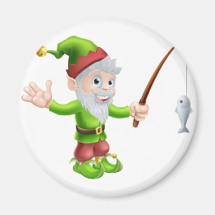 Aimant Gnome de jardin avec la canne à pêche