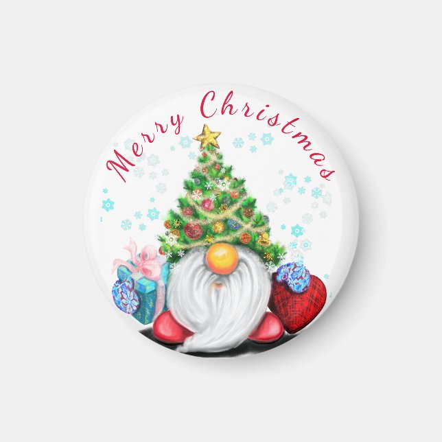 Aimant Gnome mignon avec cadeau de l'aimant de Noël (Devant)