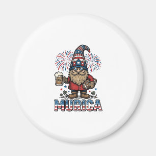 Aimant Gnome Patriotique Murica Design de T-Shirt Vintage