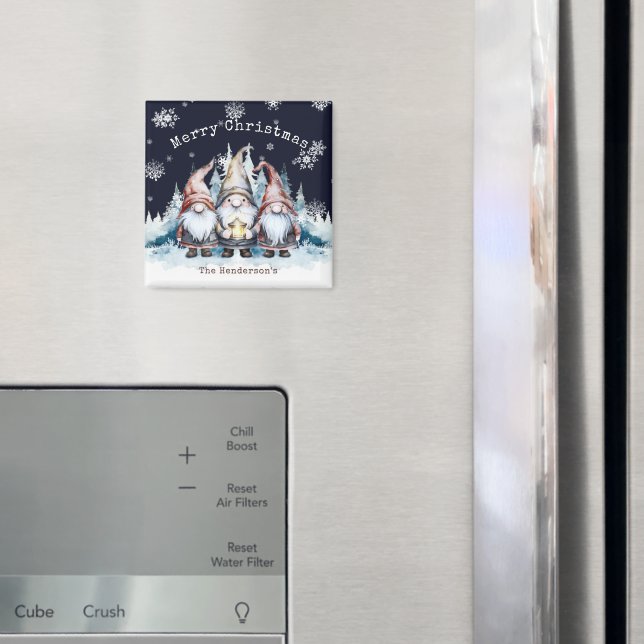 Aimant Gnomes de Noël à l'aquarelle Personnalisés (In situ (réfrigérateur))