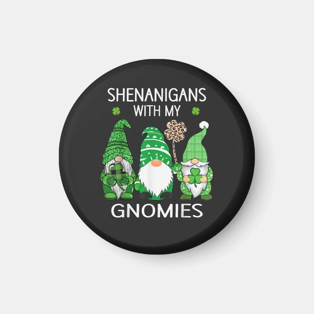 Aimant Gnomes léopard à shamrock chanceux de la Saint-Pat (Devant)