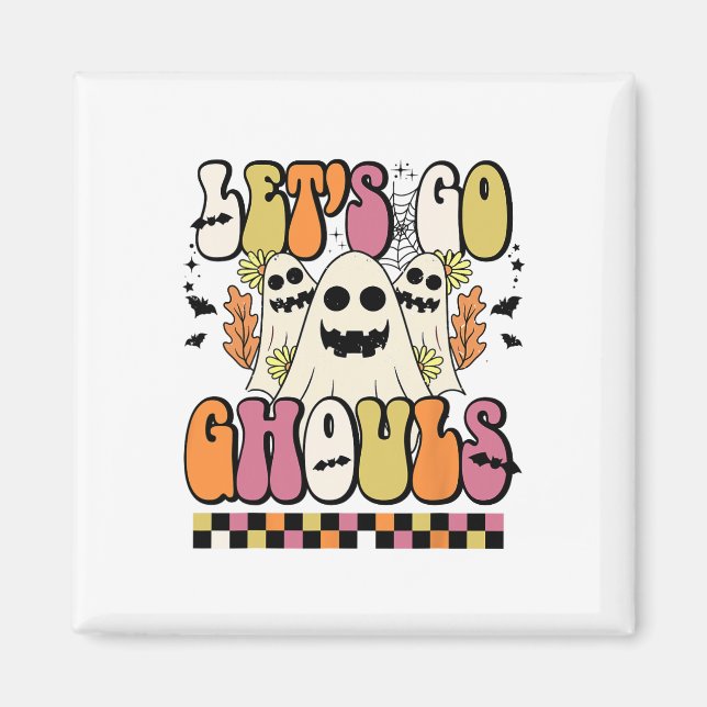 Aimant Go Ghouls Retro Floral Ghost Super Hallowee (Devant)